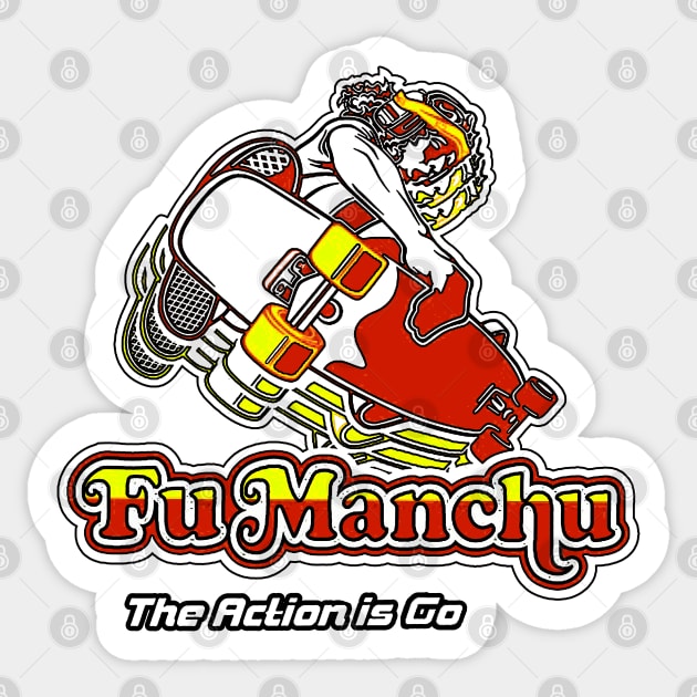 Fu Manchu - The action is go Sticker by CosmicAngerDesign